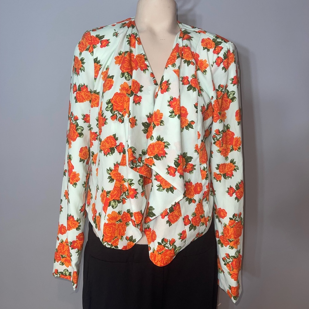 BCNU semi cropped light blue orange floral jacket blazer NWT size Medium
